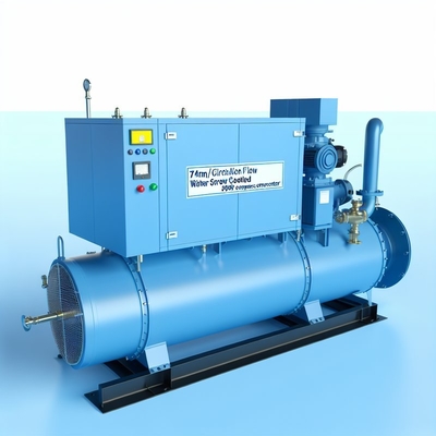 Bom preço. Chiller de parafuso resfriado a água com fluxo de circulação de 74m3/h, tipo compressor de parafuso semi-hermético, potência do compressor de 79,6KW on-line